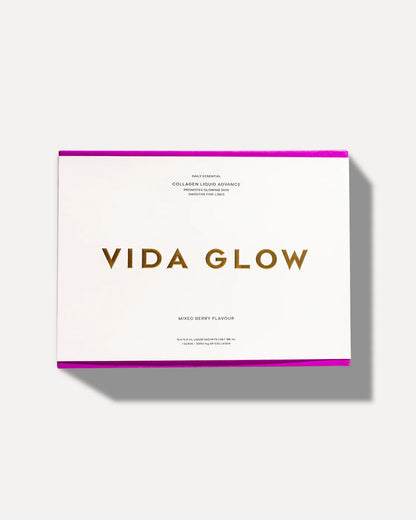 Front view of Vida Glow Collagen Liquid Advance packaging