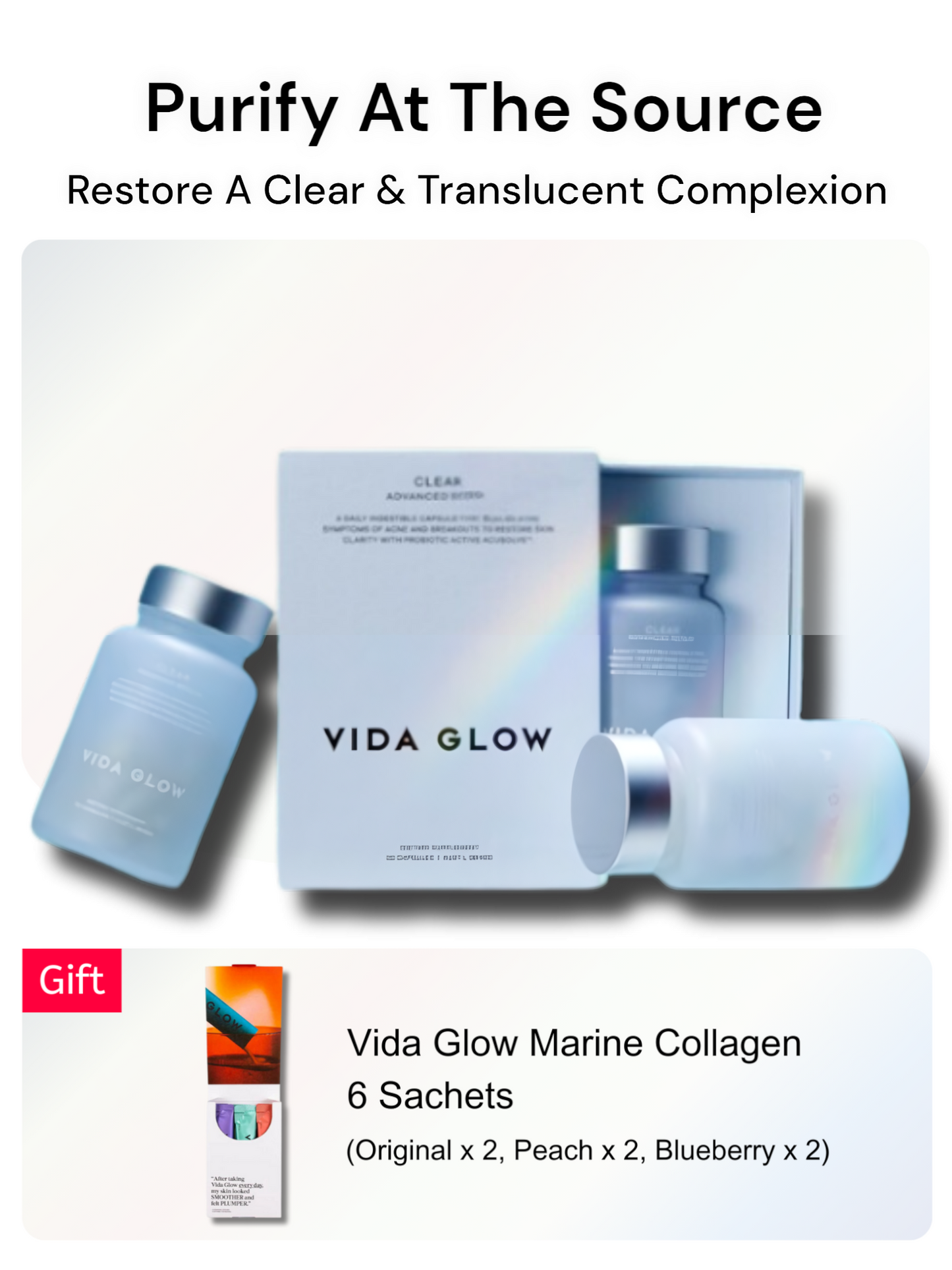 Vida Glow Clear Advanced Repair x 3 Bottles