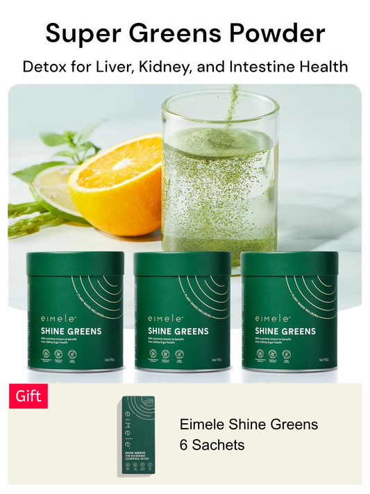 Eimele Shine Greens Home Edition - 3 Tins Combo Pack with 6 Free Sachets for Detox and Health