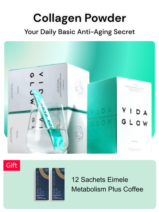 Vida Glow Natural Marine Collagen 3 Boxes Bundle with Gift of 12 Sachets Eimele Metabolism Plus Coffee