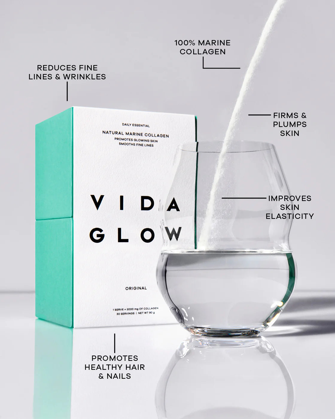 Discover the benefits of Vida Glow Natural Marine Collagen, including reducing fine lines and wrinkles, firming and plumping skin, improving skin elasticity, and promoting healthy hair and nails.